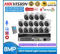 Hikvision 16CH 16POE 4K CCTV System 8MP Hybrid Light ColorVu+IR POE Camera Audio