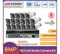 Hikvision 16CH 16POE NVR Home CCTV System 8MP MIC ColorVu POE Bullet Camera Kit