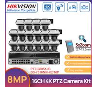 Hikvision 16CH 4K Security CCTV System 8MP 5XZoom PTZ IR POE Dome Camera Outdoor
