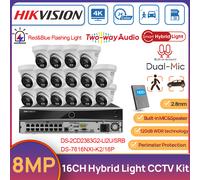 Hikvision 16CH 8MP Hybrid Light CCTV Camera System Red&Blue Light 2-Way Audio