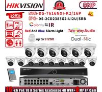 Hikvision 16CH NVR DS-7616NXI-K2/16P Colorvu 8MP IP Camera DS-2CD2383G2-LI2U/SRB