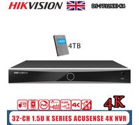Hikvision 32ch 4K AcuSense NVR NO POE DS-7732NXI-K4 K Series Network Recorder UK