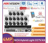 Hikvision 32MP 16CH 16POE NVR CCTV System 4MP Hybrid Light ColorVu Camera Audio