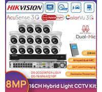 Hikvision 32MP 16CH 8K NVR 8MP Hybrid Light ColorVu Camera CCTV System Kit Audio