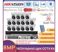 Hikvision 32MP 16CH NVR 8MP Hybrid Light ColorVu POE Camera System 2-Way Audio