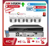 Hikvision 4CH 4MP Panoramic ColorVu 180° IP Camera System Audio+Alarm Acusense