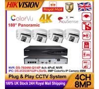 Hikvision 4ch 4PoE 4K 8MP Panoramic ColorVu Acusense IP Camera CCTV System Kit