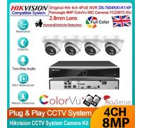 Hikvision 4CH AI NVR 4K 8MP Full Color POE IP Camera 2-Way Audio CCTV System Kit