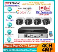 Hikvision 4CH AI NVR 4MP Dual Light Panoram Security IP Camera System 2Way Audio