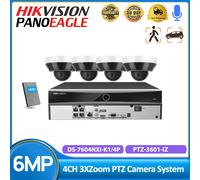 Hikvision 4CH Home Security Camera System 3XZoom 6MP PTZ IP Camera MIC 2.8mm-8mm