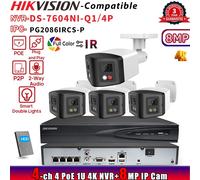 Hikvision 4CH NVR DS-7604NI-Q1/4P 180view Color+IR POE 8MP ip camera Systems lot