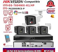 Hikvision 4CH NVR DS-7604NXI-K1/4P 180view Color+IR POE 8MP ip camera System lot