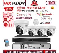 Hikvision 4CH NVR DS-7604NXI-K1/4P ColorVu+IR 8MP IP Camera DS-2CD2383G2-LI2U/SL