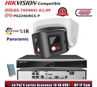 HIKVISION 4CH NVR DS-7604NXI-K1/4P Dual Light Color+IR 180view 4MP ip camera Set