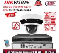 Hikvision 4CH NVR System POE 4×Zoom IR Acusense 4MP PTZ Camera DS-2DE2A404IWG1-E