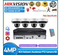 Hikvision 4Channel 4MP 4XZoom IR Mini Outdoor PTZ Camera CCTV System 2-Way Audio