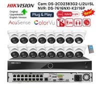 Hikvision 4K 16CH 12MP NVR 8MP ColorVu Hybrid IP Camera CCTV System MIC Speaker