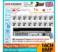 Hikvision 4K 16ch 16PoE 8MP Panoramic ColorVu CCTV System Acusense IP Camera Kit