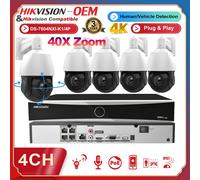Hikvision 4K 4ch NVR CCTV System 8MP 40X PTZ IP Camera 360° Audio Auto Tracking