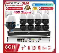 Hikvision 4K 8ch NVR CCTV System 8MP 40X PTZ IP Camera 360° Audio Auto Tracking