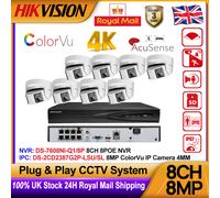 Hikvision 4K 8MP 8ch 180° Panoramic ColorVu CCTV System Kit Acusense IP Camera