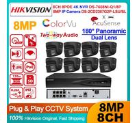 Hikvision 4K 8MP 8CH 8POE Panoramic ColorVu IP Camera System Mic+Speaker Black