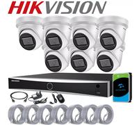 HIKVISION 4K 8MP DarkFighter CCTV System NVR IP Kit Outdoor PoE Turret Camera UK