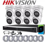 HIKVISION 4K 8MP DarkFighter CCTV System NVR IP Kit Outdoor PoE Turret Camera UK