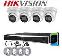 HIKVISION 4K 8MP DarkFighter CCTV System NVR IP Kit Outdoor PoE Turret Camera UK