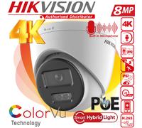 Hikvision 4K/8MP IR MIC Dual Light POE ColorVu Camera Security CCTV System