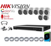 HIKVISION 4K Smart Light PoE CCTV IP Security 8MP ColorVu Audio Camera System UK