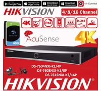 Hikvision 4MP 2K CCTV System PoE Ai NVR Kit ColorVu 2-Way Audio 4CH 8CH 16CH NVR