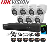 HIKVISION 5MP 3K Colorvu CCTV System Audio Mic Camera H.265+ DVR Security Turret