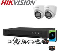 HIKVISION 5MP 3K Colorvu CCTV System Audio Mic Camera H.265+ DVR Security Turret