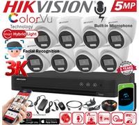 HIKVISION 5MP CCTV AUDIO SYSTEM 4CH 8CH AI DVR 3K CAMERA COLOVU HOME OUTDOOR KIT