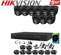 Hikvision 5MP ColorVu Audio CCTV Kit 4CH/8CH/16CH DVR Camera System IP67 Black