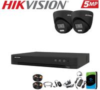 Hikvision 5MP ColorVu Audio CCTV Kit 4CH/8CH/16CH DVR Camera System IP67 Black