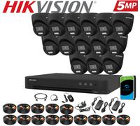 Hikvision 5MP ColorVu Audio CCTV Kit 4CH/8CH/16CH DVR Camera System IP67 Black