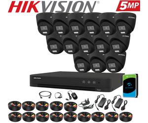 Hikvision 5MP ColorVu Audio CCTV Kit 4CH/8CH/16CH DVR Camera System IP67 Black