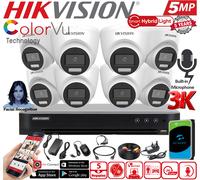 HIKVISION 5MP COLORVU AUDIO MIC CCTV SECURITY OUTDOOR INDOOR CAMERA SYSTEM KIT