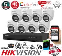 HIKVISION 5MP ColorVu CCTV 3K System Audio In Camera 4CH 8CH DVR HDD Security