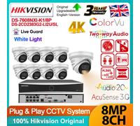 Hikvision 8CH 4K 8MP Hybrid Light Acusense3.0 AI Camera System White Light Kit