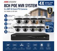 Hikvision 8CH CCTV Kit 4XZoom 4MP Acusense Outdoor IR PTZ IR Camera System Audio