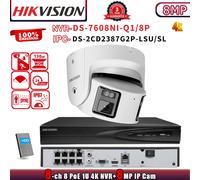 Hikvision 8CH DS-7608NI-Q1/8P NVR POE ColorVu 8MP IP Camera DS-2CD2387G2P-LSU/SL