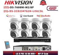 Hikvision 8CH NVR 8K DS-7608NI-M2/8P Audio alarm light ColorVu 4MP IP Camera Kit