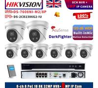 Hikvision 8CH NVR 8K DS-7608NI-M2/8P System kit PoE 4K IP Camera DarkFighter Lot