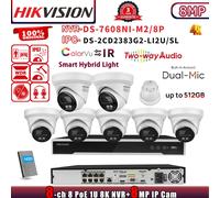 Hikvision 8CH NVR DS-7608NI-M2/8P ColorVu+IR 8MP IP Camera DS-2CD2383G2-LI2U/SL