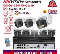 HIKVISION 8CH NVR DS-7608NI-Q1/8P 8POE Dual Light 180 view 8MP ip camera ColorVU