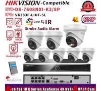 Hikvision 8CH NVR DS-7608NXI-K2/8P 8POE Colorvu Speaker Hybrid 8MP IP Camera Lot