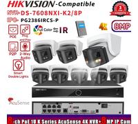 HIKVISION 8CH NVR DS-7608NXI-K2/8P 8POE Dual Light 180view 8MP ip camera ColorVU
